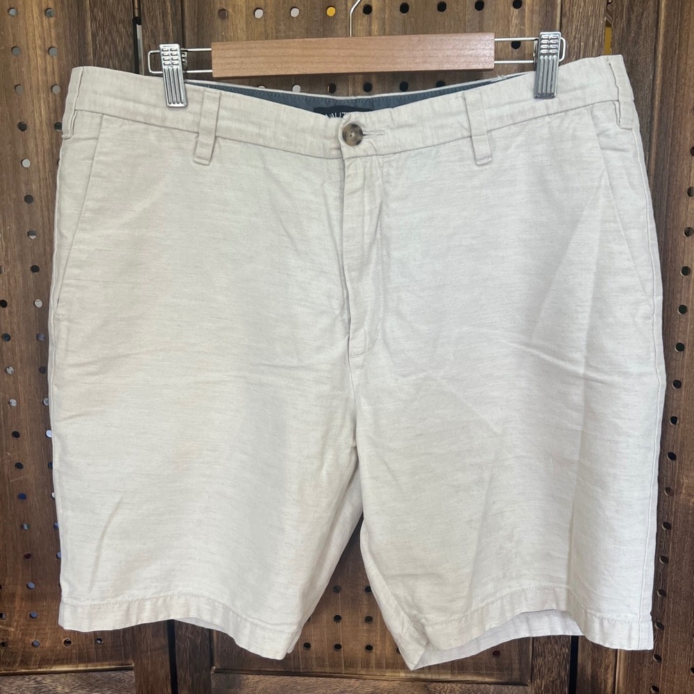 Nautica Khaki Linen-like Flat Front Shorts style BM7103 Men's 36